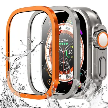 49-мм калъф Samrtwatch за Apple Watch Ultra Cover Водоустойчив метален корпус с прозрачен слой, защитната обвивка от закалено стъкло