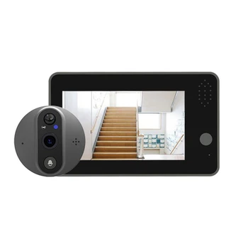 Sasha 1080P Smart Wifi звънец, Шпионка, за да видите камера Пластмаса + метал Sasha Smart Door Bell 4.3-инчов видео домофон FHD