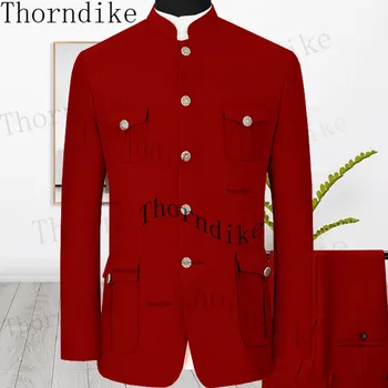 Thorndike, ден за ден Модерен и Луксозен Бизнес Мъжки костюм За Сватбени партита Смокинги Slim Fit С изправени ревери Мъжки костюми (Яке + панталон)