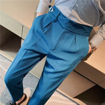 Висококачествени еластични костюмные панталони Мъжки Официални бизнес офис панталони за социален живот Slim Fit Ежедневни сватбени панталони по щиколотку Pantalon
