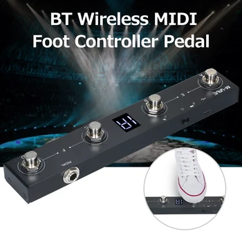 Педала на един крак MIDI-контролер, M-VAVE БТ, 4 бутона, акумулаторна батерия безжичен MIDI-контролер с интелектуален на горивото в приложението (CubeSuite)