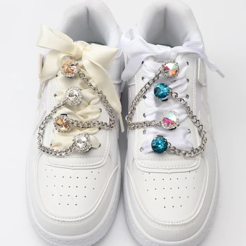 Разноцветни шнурове със скъпоценни камъни, бижута, верижки-клипове, Кристали и Апликация от кристали за ежедневни обувки, маратонки за момичета, аксесоари на Едро