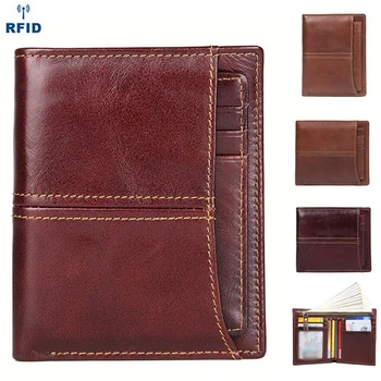 Ретро RFID портфейл, Мъжки кратък чантата си, Клатч от волска кожа, портфейл, портфейл за кредитни карти, портфейл за монети, държач за карти