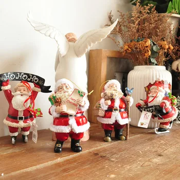 Ръчно рисувани декорации на Дядо Коледа От смола, Коледни празнични украси и подаръци, подпори за детска фотосесия, творчески подпори