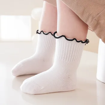 0-12 години, Новата Пролетно-Есенна Корейската Версия на Прости Едноцветни Дървени Чорапи С Уши, Меки Еластични Чорапи За Краката на Принцесата