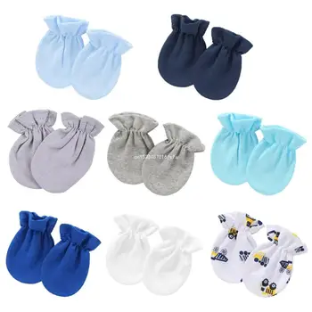 1 чифт детски ръкавици от мек памук със защита от надраскване за новородени, директна доставка