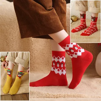 1 чифт Мъжки и женски Чорапи в Коледната тема, Цветни Сладки Памучни чорапи в стил Харадзюку За момичетата със Средна дължина