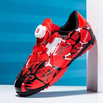 2023 Летни Нови детски футболни обувки с бърза шнур Футболни маратонки за момчета Мини футболни обувки Удобни улични маратонки