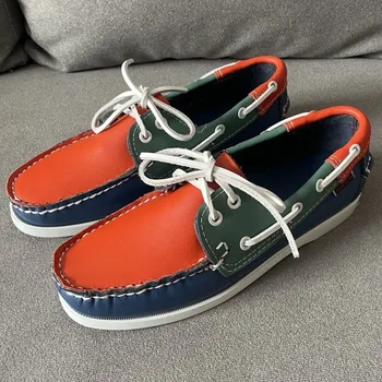 2023 Нова тенденция Младежка мода Мъжки обувки Удобни мъжки обувки-Кожени лодки Лоферы на равна подметка Мъжки обувки
