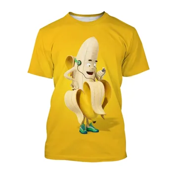 2024 Лятна Мъжки и Дамски Забавна тениска с Изображение, Банани и Плодове, 3D Тениска С Кръгло деколте и принтом, Модна Тениска Оверсайз С Къс Ръкав