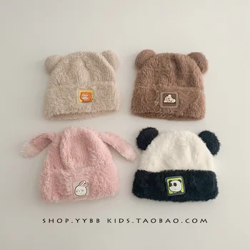 Crochet плюшени шапки за деца, през есента и зимата, очарователен шапка за момичета и момчета със защитата на ушите.