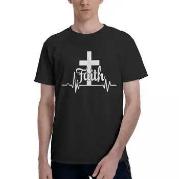 Faith Cross Jesus Christ, Реколта мъжки тениски, Памучен тениска, тениски с къс ръкав, Блузи, мъжки дрехи