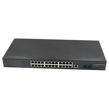 Gigabit Ethernet switch с 24 порта за управление на оптоволокном CE, ROHS, инсталиране на багажник, Мрежа Ethernet switch с 2 порта SFP/ RJ-45