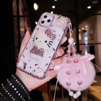 Kawai Санрио Hello Kitty Kuromi Diamond Калъфи За мобилни Телефони iphone 15Promax Cute14 Устойчиви на Спад на 13Promax 12 Mini 11 X XR XS 8 7