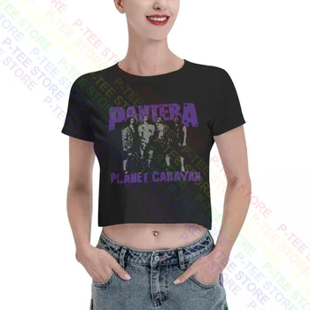 Pantera Planet Caravan Хеви метъл Група Дамски укороченная тениска Тениска Сладка Ретро Хип-хоп Удобна дамска риза
