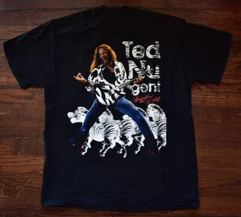 TED NUGENT VIRTUAL ATTITUDE TOUR Памучен черна мъжка тениска S-234XL с дълъг ръкав