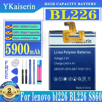 YKaiserin Нова висококачествена батерия с капацитет 5900 ма за Lenovo BL226 за мобилен телефон Lenovo S860 Batterij в наличност