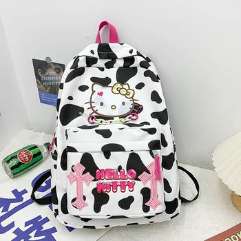 Аниме Sanrioed Найлон водоустойчива раница, чанта през рамо Hello Kitty Мультяшная сладка училищна чанта за рожден ден, подарък за Коледа за приятели