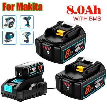 Батерия 18V за makita BL1860 Li-ion 18v 8Ah BL1840B BL1860 BL1890 BL1815 BL1830 BL1835 Акумулаторни Бормашини на Батерия LXT 400