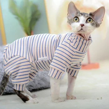 Безволосый котка-сфинкс, домашен котарак, шарени velvet гащеризон с яка, Пуловер, вязаная яке, еластична топла риза с котка-сфиниксом, меко палто
