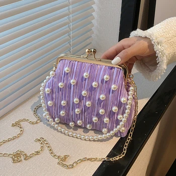 Брандираната Дизайнерска чанта с перлата на клипс, Портфейли, Дамски чанта през рамо, 2023 Нови Нагънат Вечерни чанти-незабавни посланици на високо качество на