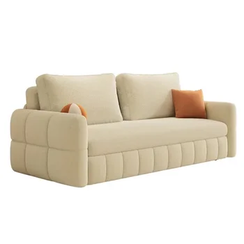 Бял Скандинавски диван-легло със спално място, разтегателен фотьойл, дизайнерски диван King Size, многофункционална мебел за интериора на Хапки директно дизайн