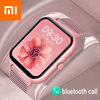 Дамски смарт часовници Xiaomi Покана с потребителски циферблат, умни часовници за Android, IOS, водоустойчив музикални часовници Bluetooth, Сензорен гривна, часовник