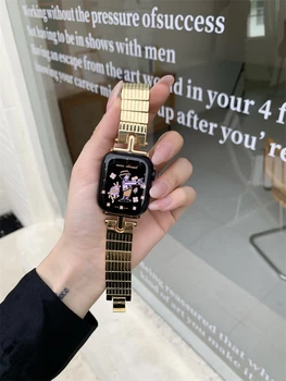 Дизайн INS Каишка от неръждаема Стомана за Apple Watch 40 мм 44 мм 41 мм 45 мм 42 мм Каишка с Метална Връзка Гривна За iWatch Серия 7 6 SE 5 4