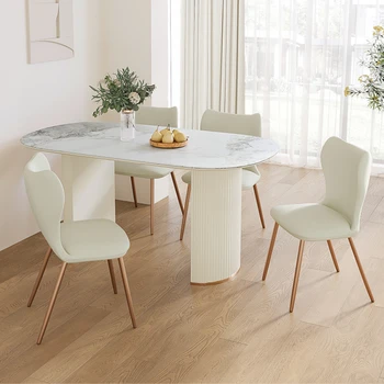 Дизайнерска маса за хранене, изработени от шисти, Луксозни и Модерни Прости бели масички, администратор, мебели за кухня в скандинавски стил Tavoli Da Pranzo HD50CZ