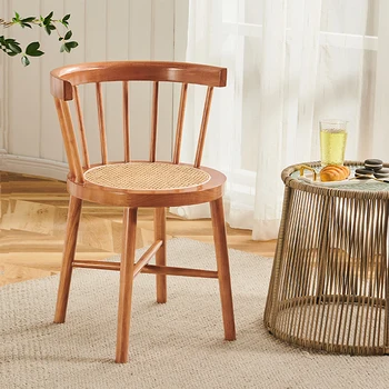 Дизайнерски Трапезни столове в скандинавски стил, Хол с Дървена кухня столове за трапезария ратан Модерна банкетка Sillas мебели за тераса