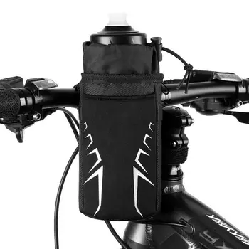 Държач за бутилка с вода на велосипед рамка за управление, каишка, Без винтове, Клетка за бутилка с вода, Регулируем чанта на крака за съхранение на храна и напитки