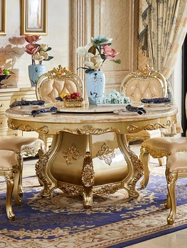 Европейската кръгла маса от масивна дървесина, мрамор маса с поклащайки маса, кръгла маса, на американското шампанско, златна маса, комбинация столове