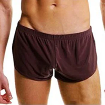 Ежедневни мъжки къси панталони-боксерки за сън, Однотонное бельо, Безшевни бикини, бански, Домашно облекло, Пижамные панталони за мъже