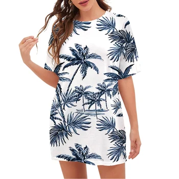 Женска тениска CLOOCL с шарени Coconut Grove, свободни тениски с кръгло деколте и къс ръкав с 3D-принтом, Летни ежедневни блузи оверсайз