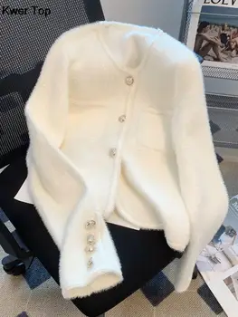 Женският Елегантен вязаный жилетка в английски стил, есен-зима, модни однобортная на горно облекло, дамски меки дрехи, са новост 2023 година
