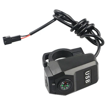 Зарядно за кола USB за электромобиля, 1 бр., черно, с кука за шлем за зареждане на велосипеди, мотоциклети, екипировка за езда