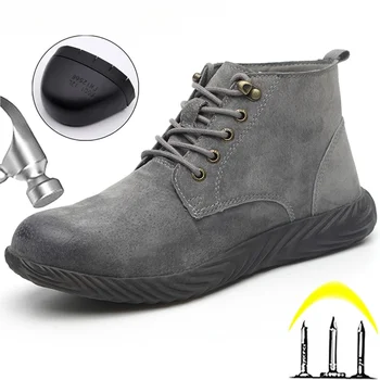 Зимни обувки, работни обувки, сигурно обувки със стоманени пръсти, мъжки заваръчен обувки, защитни ботуши със защита от пробиви, комфортна мъжки промишлена обувки