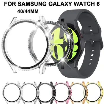 Калъф Bling за Samsung Galaxy Watch 6 40 мм 44 мм и защитно покритие PC Диамант и планински кристал Броня + фолио за екран от закалено стъкло