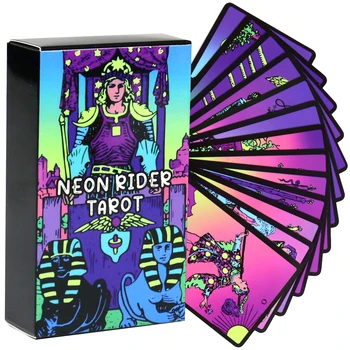Карти Таро Neon Rider, Оригиналната колода Таро, Игра, играе с Тесте Оракули, Предсказания, парти, настолни играчки, развлечения, свободно време 18+