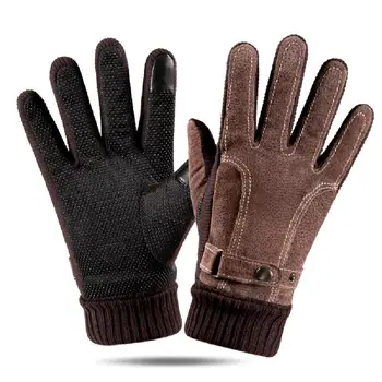 Кожени ръкавици Зимни Унисекс трайни Зимни ръкавици от свинска кожа за колоездене, къмпинг, туризъм, спортни противоскользящих ръкавици с пълни пръсти