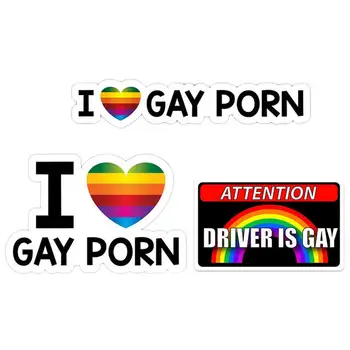 Креативна светоотражающая стикер на колата 13x8 см, обичам гей порно, английски думи, забавни брызгозащищенные водоустойчиви стикери за декорация на каросерията на автомобила