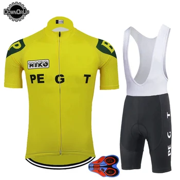 Летен комплект за велосипед тениски с къс ръкав, велосипедна дрехи, комплект джърси, лигавник, шорти, гел полагане на 9Г, велосипедна облекло ropa Ciclismo DOWNORUP