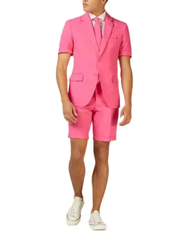 Летни мъжки костюми С къси ръкави и къси панталони, с плажна сватбена рокля за булката /Mr. Pink последен Моден дизайн, Цвят, размер на поръчка
