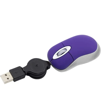 Мини USB жичен мишката Прибиращ малка мишка 1600 dpi Оптична компактни мишката за пътуване за Windows 98 / me 2000 XP версия на Vista