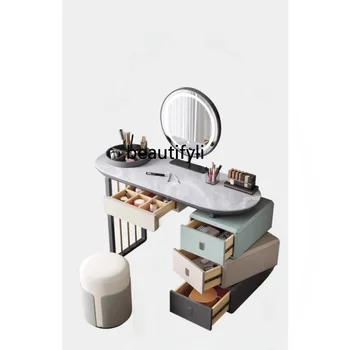 Модерен минималистичен скрин за спалня, Маса за грим, Стол, Комбинация столове, 3-Цветно огледало с led осветление, Скрин с чекмеджета, мебели