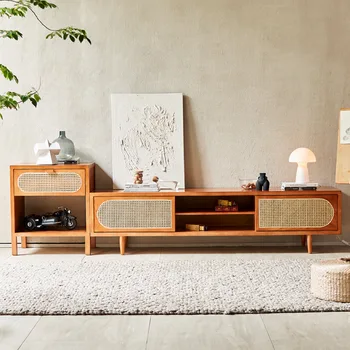 Модерен минималистичен шкаф с плетением от ратан и комбинирани монтиран на стената гардероб на възвишението, малък блок за хол