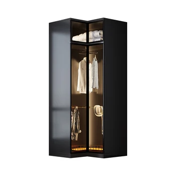 Модерен минималистичен ъглов шкаф с плъзгаща се врата, лесна домашна спалня, дрешник, комбинирано стъкло, ъглов шкаф с две врати