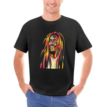 Мъжки t-shirt Bob Marley в стил Поп-арт, Реколта тениски от 100% памук, Лятна тениска Kawaii с кръгло деколте, Ежедневни облекла голям размер