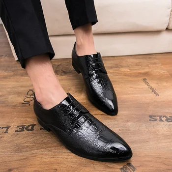 Мъжки модел обувки oxfords дантела Кожени обувки за сватба, ръчно изработени в стил броги Мъжки балет апартаменти Кожени официални мъжки обувки за сватбени партита