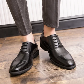 Мъжки обувки-oxfords, кафяви, черни, бизнес офис модела обувки с перфорации тип 